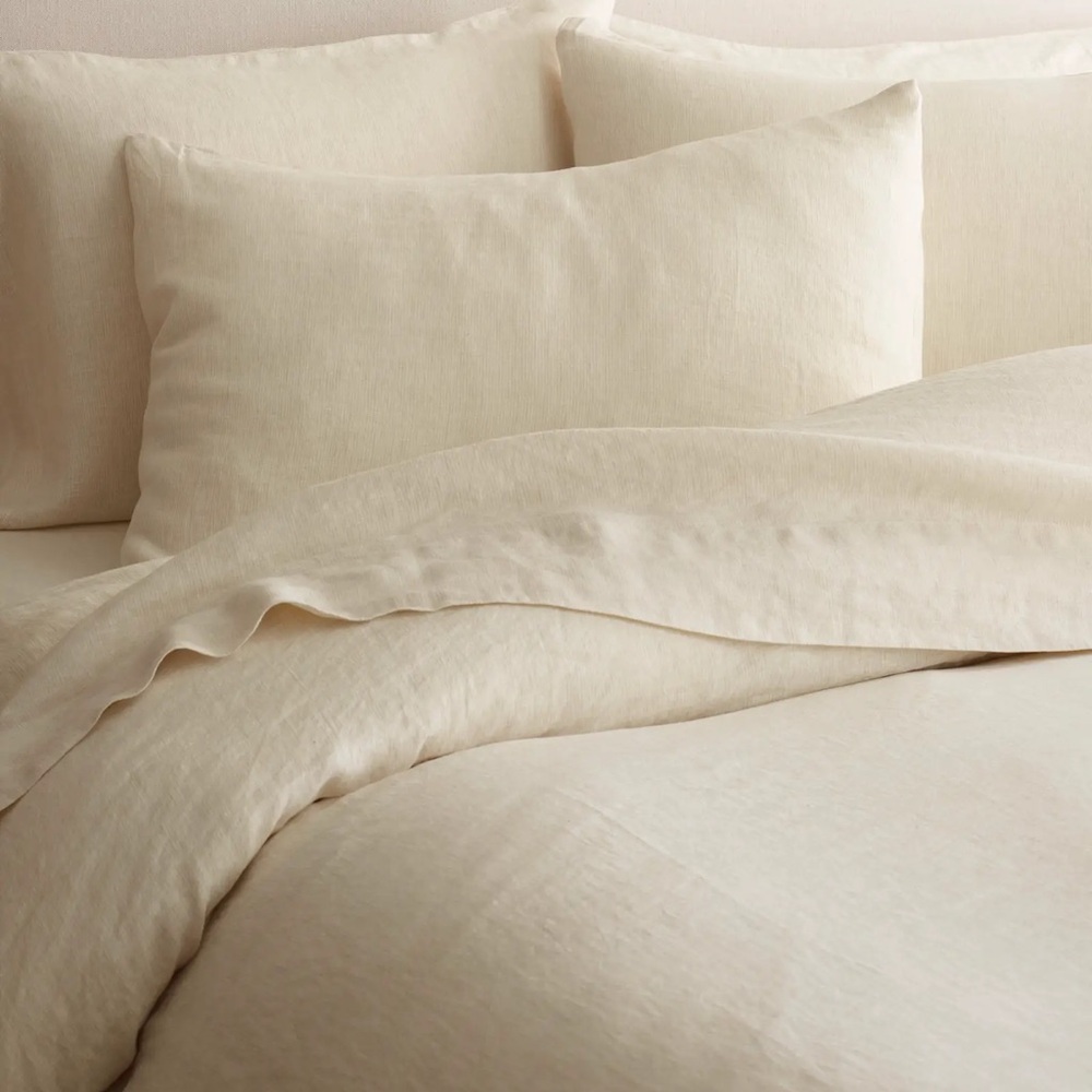 NWOT QUINCE European Duvet Set - Natural/White Mini Pinstripe - King/Cal King - Picture 5 of 8